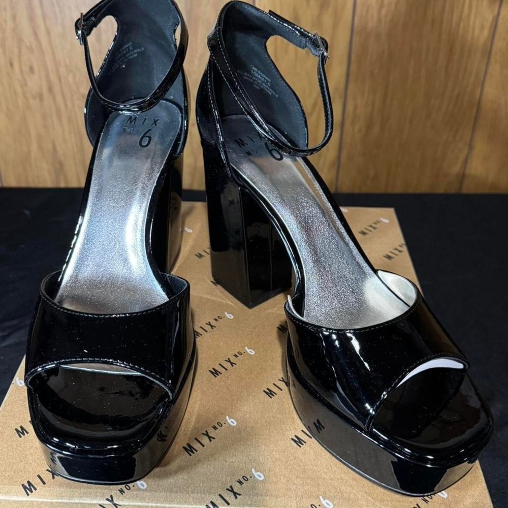 Black MIX No 6 chunky platform heels NEW IN BOX Size 10‎ - Picture 3 of 8